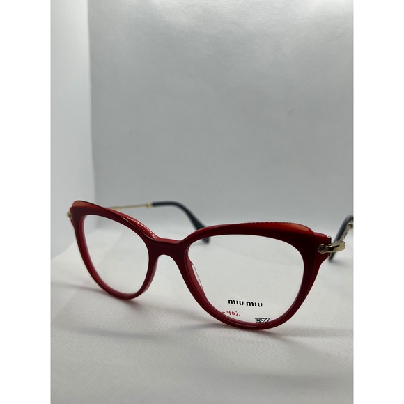Miu Miu VMU‎ 01Q Cat Eye Eyeglasses Red Gold Frames Designer Glasses Italy - Picture 1 of 5